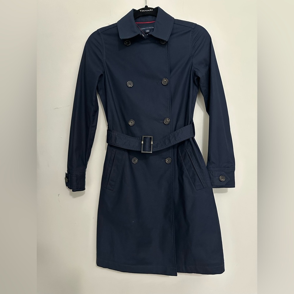 NWT Tommy Hilfiger Navy Trench Coat XXS